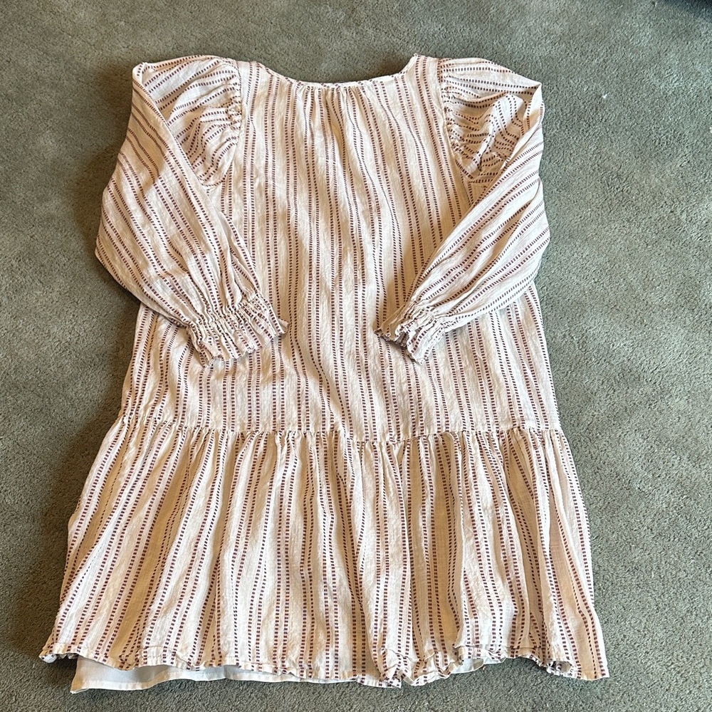 Elizabeth and James Women’s Cream and Burgundy Striped Dress - Picture 10 of 10